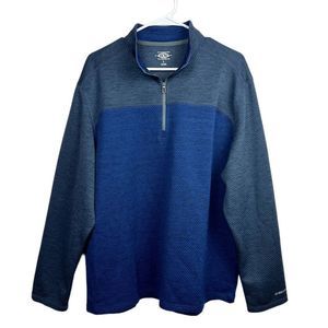 Men’s Blue Gray 1/4 Zip Sweater Size Large Color Block Long Sleeve Sweatshirt